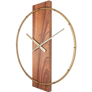 Grande horloge murale mosaïque en combinaison multicolore bleu et beige Luxe suspendu rétro engrenage bois silencieux grand bronze numérique - Product Image 6