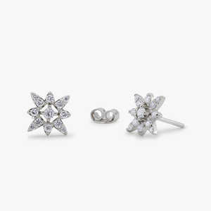 14K oro brújula estrella corte redondo diamante Stud pendientes personalizados 0.42Ctw diamante brújula estrella Stud pendientes joyería fina mujeres - Product Image 4