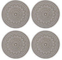 Ensemble de 6 sets de table ronds modernes en coton imprimé, écologiques, de 15 pouces, multicolores, avec design tressé pour la salle à manger