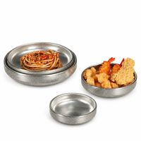Plat moderne en acier inoxydable à double compartiment pour cornichons, assaisonnements, sauces et snacks froids, idéal pour la restauration extérieure et usage commercial