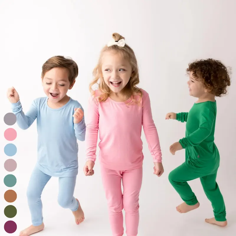 GRS GOTS Certified Infant Pajama Set Bamboo Kids Pajamas Set Long Sleeve Baby Pajama Set