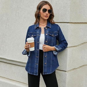 Abrigo vaquero para mujer, moda de primavera y otoño, chaqueta vaquera holgada con bolsillos Vintage, ropa de calle femenina - Product Image 2