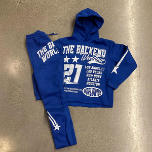 เสื้อวอร์มผู้ชายฟอกสีกรดกางเกงสเวตเตอร์มีฮู้ดสำหรับฤดูหนาวออกแบบได้ตามที่ต้องการ - Product Image 5