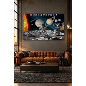 Impresión en lienzo de astronauta Fida y planetas en la superficie de la Luna - Product Image 3