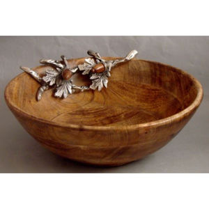 Nueva y elegante ensaladera redonda hecha de madera, cuenco para servir con hoja de oro para uso en la mesa de comedor de la cocina a un precio asequible - Product Image 3