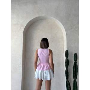 Wholesale Women's <b>Pink</b> Blouse with <b>Lace</b> Detail & Strappy Design - Product Image 1