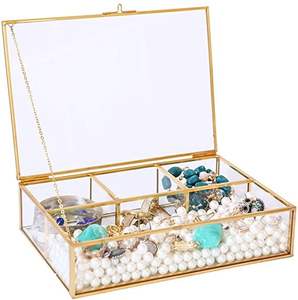 Joyero de cristal metálico de diseño inspirado en antigüedades único con detalles de metal Premium adecuado para ocasiones especiales - Product Image 2