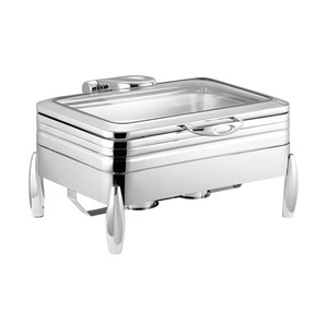 Réchaud de buffet rond élégant avec plateau de finition miroir et porte-carburant parfait pour les fêtes, les hôtels et les mariages - Product Image 1
