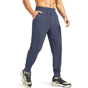 กางเกงรัดรูปผ้าย้อมสีพื้นสำหรับผู้ชายกางเกงทรงสลิมฟิตมีซิปกระเป๋ามีซิปสำหรับเล่นกีฬาป้องกันการยับ - Product Image 1