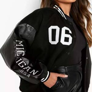 2025 nouveauté personnalisé Chenille broderie OEM conception femmes université veste à manches longues tenue décontracté couleur unie université veste - Product Image 5