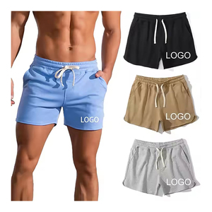 Vente en gros de shorts de jogging en coton éponge taille moyenne couleur unie streetwear short de survêtement en polaire vierge avec cordon de serrage pour hommes - Product Image 4