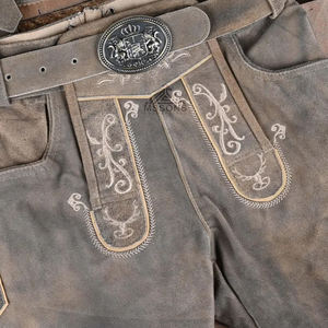 Vintage allemand lederhosen shorts hommes en cuir de chèvre avec broderie style bavarois oem pour oktoberfest vente en gros - Product Image 3
