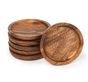 Décoration pour la maison et le bureau, sous-verre en bois personnalisé avec logo, sous-verre rond rustique en bois d'acacia en provenance d'Inde - Product Image 1