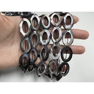 Cadena de Cuentas Sueltas de Concha con Facetas Ovaladas - Product Image 3