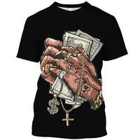 T-shirt décontracté pour homme à manches courtes, imprimé numérique, tricoté, style hip-hop tendance, respirant, écologique, de haute qualité