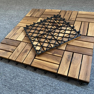 Dalles de terrasse en bois d'acacia antidérapantes, revêtement de sol en bois à emboîtement pour extérieur - Product Image 1