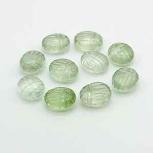 Perles de sculpture de scarabée en améthyste verte 12 MM Sculptées à la main Forme de scarabée Cristal Briolette Charme de bijoux - Product Image 2