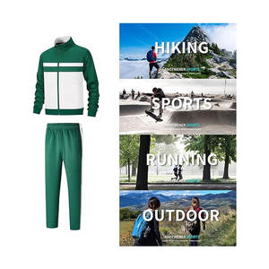 ชุดวอร์มผ้าฝ้ายขนแกะสองชิ้นสำหรับผู้ชายชุดวิ่งออกกำลังกายแบบซิปมีโลโก้ตามสั่ง - Product Image 4