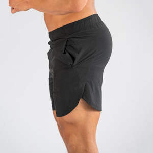 Shorts d'été pour hommes 100% nylon polyester, séchage rapide, décontractés, avec poches zippées pour la course à pied, la salle de sport et le yoga, uni noir - Product Image 6