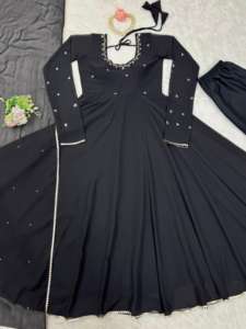 Hermoso vestido de fiesta-Fondo y Dupatta con trabajo hecho a mano con borde de encaje - Product Image 4