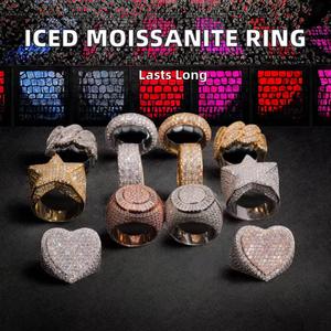 Premium Luxury Hip Hop Iced Out <b>Ring</b> Gold And Sterling <b>Silver</b> VVS Moissanite Diamond <b>Ring</b> For <b>Men</b> Round And Budget Cut Supplier - Product Image 2