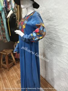 Manches bouffantes fleur broderie travail col rond concepteur brodé mode dame robe ukrainienne meilleure ukrainienne Boho tunique décontractée - Product Image 2