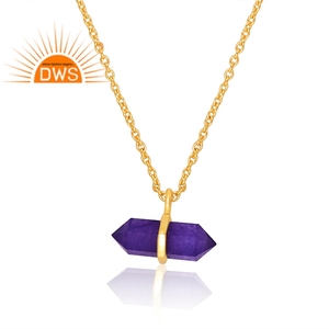 Collier pendentif en aventurine plaqué or 18 ct avec améthyste quartz et pierres précieuses, design fait main, fabricant de bijoux fins Demi - Product Image 2