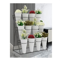 Support de plante en métal de qualité supérieure avec 12 seaux à fleurs 3 niveaux fer Art seau à fleurs présentoir magasin de fleurs décor de jardin à la maison
