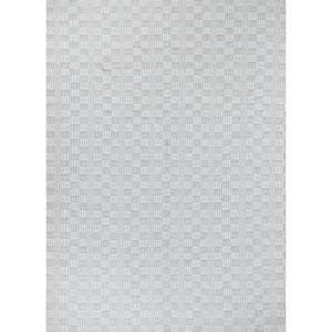 Tapis en laine tissée plate Abrash ADWL-16 gris et noir à motifs géométriques rayés pour salon et chambre à coucher - Product Image 1