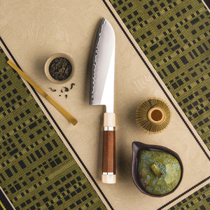 Couteau Santoku de cuisine 7'' PM204, cœur de coupe en acier carbone, manche en bois d'ivoire - Product Image 3