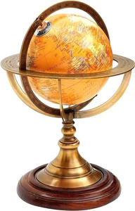 12 Inch <b>Antique</b> Brass Armillary Sphere Globe on Wooden Base | Nautical Tabletop Decor for Home Office | Vintage Maritime Gift - Product Image 3
