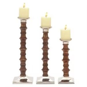 Portavelas metálico y de madera elegante de calidad de exportación para el hogar de moda y la decoración festiva - Product Image 1