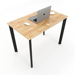 โต๊ะทำงานทรงรีสไตล์โมเดิร์นมินิมอล 100x60 ซม. ไม้ยางพาราขาเหล็ก HBOV001 - Product Image 1