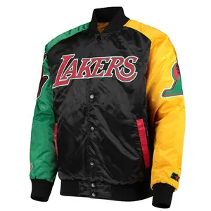 Jaqueta de beisebol bordada oem, casaco esportivo casual de cetim com bordado de alta qualidade
