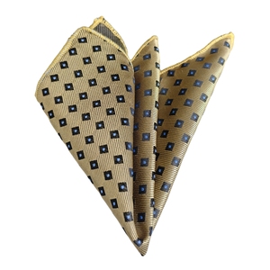 Pañuelo de bolsillo tejido Jacquard amarillo, azul y a cuadros - Product Image 2