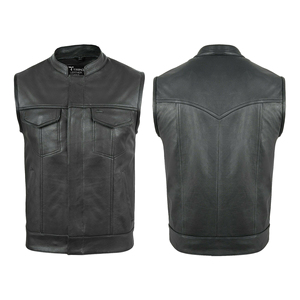Haute qualité hommes couleur personnalisée multi-poches col en v hiver chaud respirant formel vêtements d'extérieur printemps cuir gilet - Product Image 2