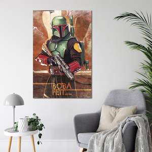 Modern Style the Mandalorian <b>Poster</b> Boba Fett Canvas Art with Black <b>Frame</b> for Wall Decor - Product Image 2