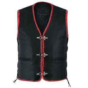 Summer Biker Vest Side <b>Lace</b>, Genuine Leather Suede, Breathable Collarless Waistcoat in Plus Size - Product Image 5