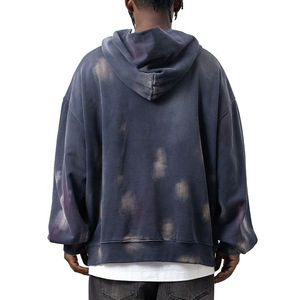 Custom High Quality Winter Heavyweight Denim Embossed Dot Vintage Baggy Oversize ODM Hoodie Unisex - Product Image 5