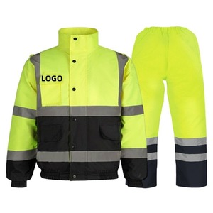 100% Polyester Polyester taffetas tissu haute visibilité épaissi vêtements de travail réfléchissants vêtements de pluie imperméables veste de travail ensemble de sécurité - Product Image 5