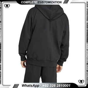 Sudaderas con capucha extragrandes de algodón de alta calidad para hombre, ropa de calle con logotipo personalizado, Sudadera con capucha negra de algodón pesado con cremallera para hombre - Product Image 2