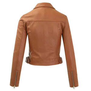 Chaqueta de cuero de PU estilo Punk para mujer, cuero de bombardero básico, venta completa, hecho a medida - Product Image 3