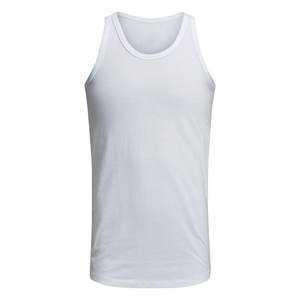 Débardeur 100% coton pour hommes, gilet sans manches 240gsm avec logo personnalisé, vêtements de sport en maille tissée à coupe ample - Product Image 1