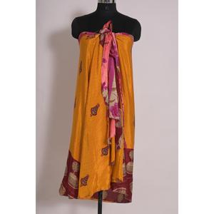 Jupe sari réversible Boho Chic jupe portefeuille en soie indienne vintage pour femme Festival & Beachwear Fashion - Product Image 5