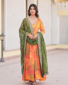 Yellow Aanrkali Dress Floral <b>Kurti</b> <b>for</b> <b>Women</b> Fully Stitched Anarkali Party Wear Dress Anarkali <b>Kurti</b> Gown - Product Image 4