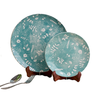 Service d'assiettes de luxe moderne en porcelaine Darla écologique bleu ciel – Design haut de gamme, résistant au lave-vaisselle, commande en gros