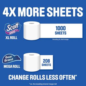 Papel Higiénico Scott 1000 Trusted Clean, 32 Rollos, Seguro para Fosas Sépticas, Papel Higiénico de 2 Capas - Product Image 4