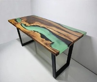 Table à manger moderne en résine époxy Table basse en bois de rivière pour le bureau ou la maison avec ensemble de fonctionnalités pour le salon et le bureau