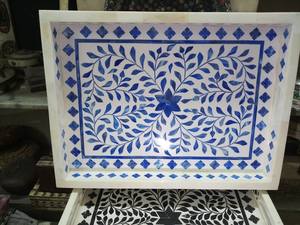 Plateau de service luxueux fait à la main en incrustation d'os de taille personnalisée pour les mariages de style moderne et les occasions du Ramadan - Product Image 4