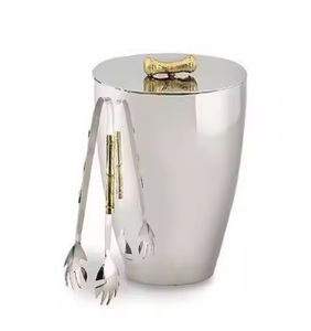 Accesorio de barra lujoso Extraordinario de alta calidad, cubo de hielo de Metal martillado, Enfriador de botellas, tapa enfriadora, pinzas para hielo, fiesta económica - Product Image 2